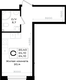 Квартира 24,1 м², студия - изображение 1