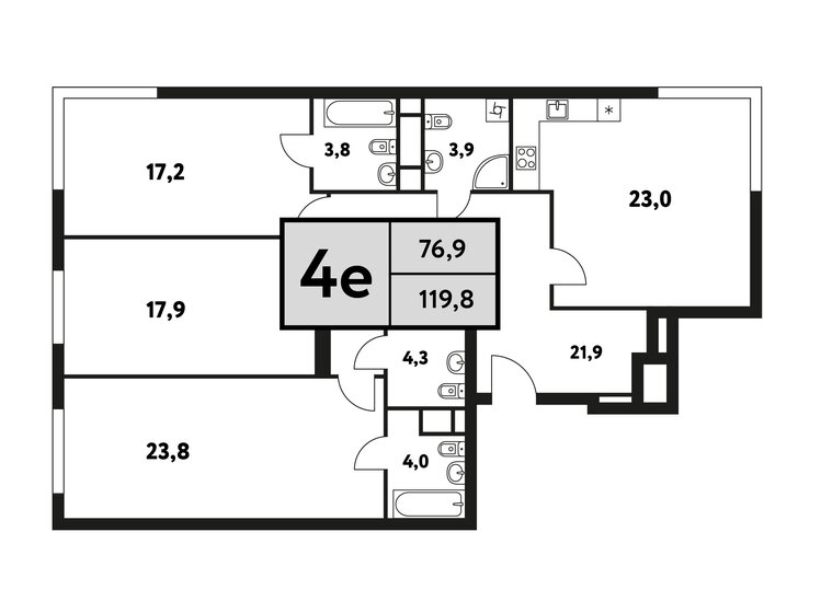 119,8 м², 4-комнатная квартира 39 508 740 ₽ - изображение 1