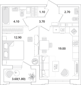 45,9 м², 1-комнатная квартира 9 900 000 ₽ - изображение 100
