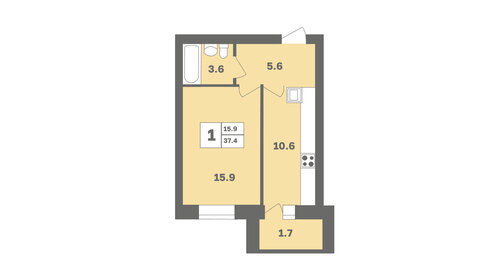 38,3 м², 1-комнатная квартира 3 796 547 ₽ - изображение 63