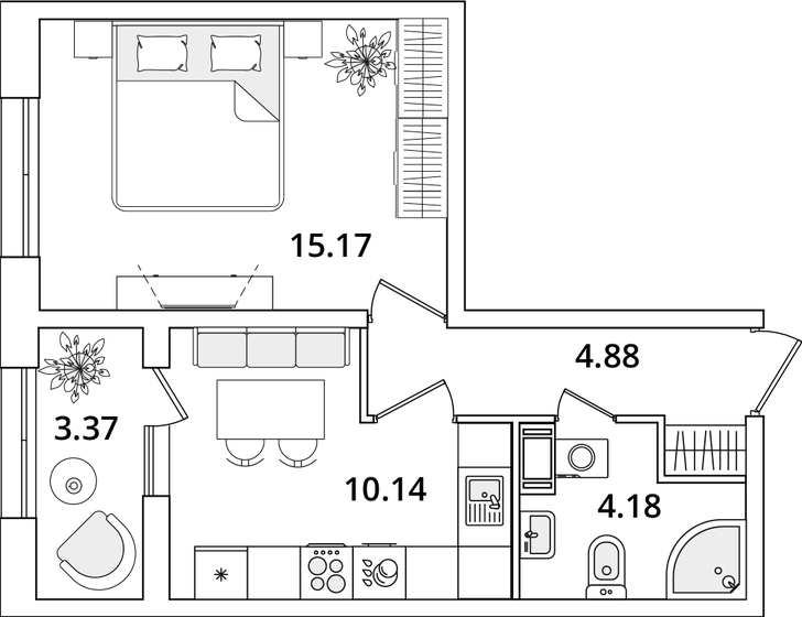 36,1 м², 1-комнатная квартира 10 061 873 ₽ - изображение 26