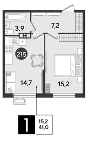 41,8 м², 1-комнатная квартира 7 482 200 ₽ - изображение 16