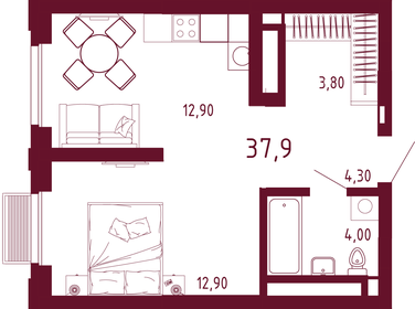 37,5 м², 1-комнатная квартира 9 748 503 ₽ - изображение 81