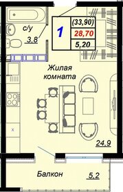 33,9 м², 1-комнатная квартира 11 915 800 ₽ - изображение 25