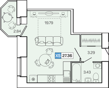 26,5 м², квартира-студия 3 808 135 ₽ - изображение 23