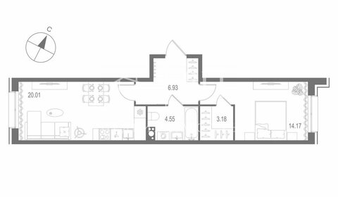 Квартира 48,8 м², 1-комнатная - изображение 1