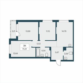 Квартира 75,8 м², 3-комнатная - изображение 1