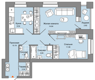 56 м², 2-комнатная квартира 6 726 876 ₽ - изображение 29