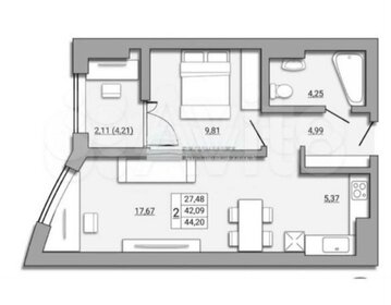 Квартира 46 м², 1-комнатная - изображение 1