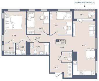 115,5 м², 3-комнатная квартира 15 500 000 ₽ - изображение 13