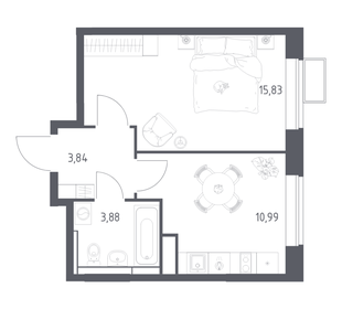 Квартира 34 м², 1-комнатная - изображение 1