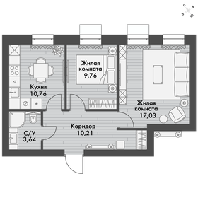 53,8 м², 2-комнатная квартира 7 129 615 ₽ - изображение 8