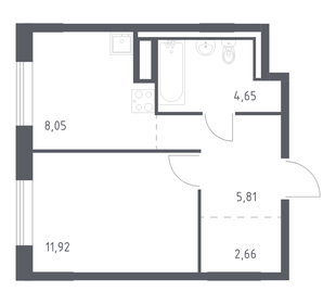 Квартира 33,1 м², 1-комнатная - изображение 1