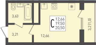 18,3 м², квартира-студия 3 200 000 ₽ - изображение 124