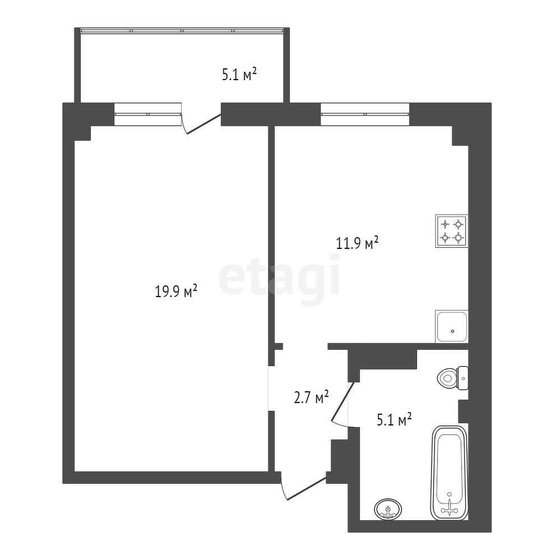 41 м², 1-комнатная квартира 4 500 000 ₽ - изображение 1
