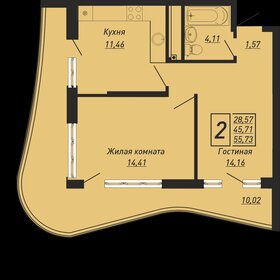 55,8 м², 2-комнатная квартира 14 500 981 ₽ - изображение 11