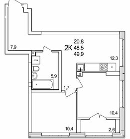 Квартира 50 м², 2-комнатная - изображение 1