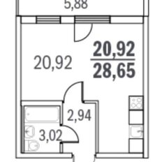 Квартира 26 м², студия - изображение 3