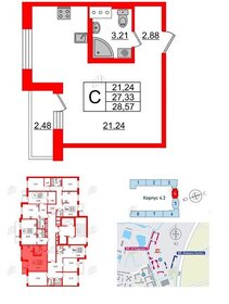 25 м², квартира-студия 4 990 000 ₽ - изображение 60