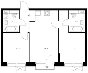 Квартира 53,6 м², 2-комнатная - изображение 1