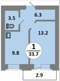 Квартира 33,7 м², 1-комнатная - изображение 1