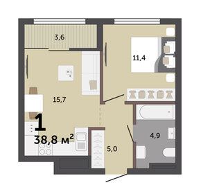 41,7 м², 1-комнатная квартира 5 500 000 ₽ - изображение 31