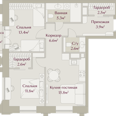 Квартира 64,8 м², 1-комнатная - изображение 2