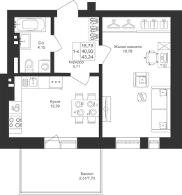 43,2 м², 1-комнатная квартира 6 961 640 ₽ - изображение 24