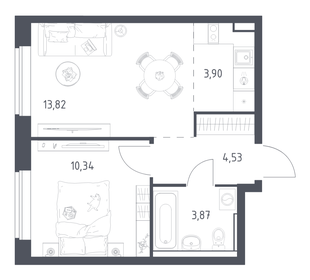 Квартира 36 м², 1-комнатная - изображение 1