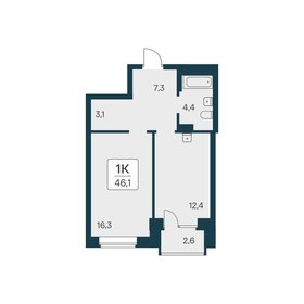 Квартира 46,1 м², 1-комнатная - изображение 2