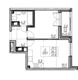 Квартира 37,8 м², 1-комнатная - изображение 2