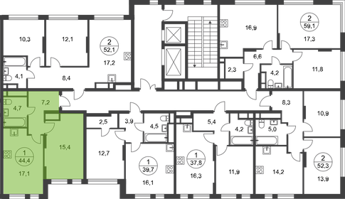 Квартира 44,4 м², 1-комнатная - изображение 2