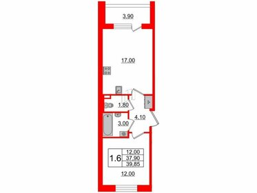 Квартира 37,9 м², 1-комнатная - изображение 1