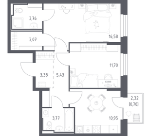 Квартира 59,3 м², 2-комнатная - изображение 1
