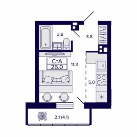 25,8 м², квартира-студия 4 220 000 ₽ - изображение 40