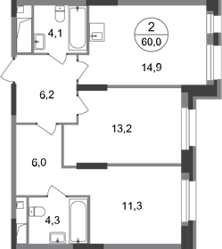 57,4 м², 2-комнатная квартира 13 600 000 ₽ - изображение 70
