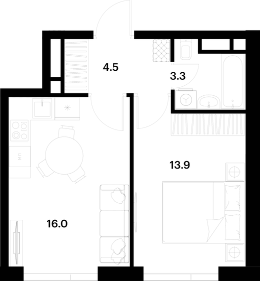 37,7 м², 1-комнатная квартира 20 728 724 ₽ - изображение 1