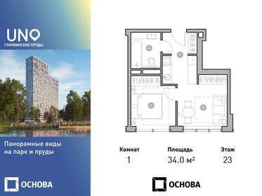 Квартира 34 м², 1-комнатная - изображение 1