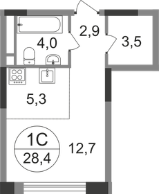 28,4 м², квартира-студия 8 372 230 ₽ - изображение 6