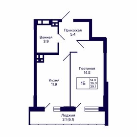 39,1 м², 1-комнатная квартира 5 300 000 ₽ - изображение 31