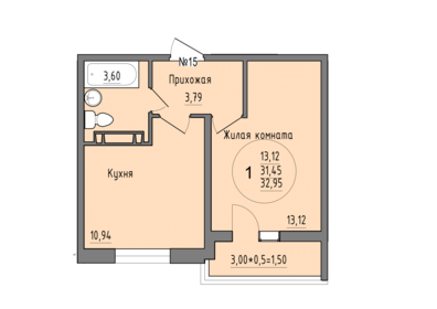 33 м², 1-комнатная квартира 4 481 200 ₽ - изображение 53