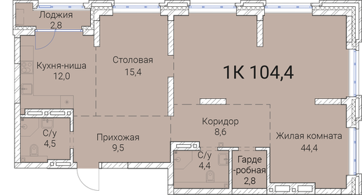 103,9 м², 1-комнатная квартира 21 382 400 ₽ - изображение 27