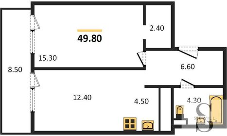 Квартира 49,8 м², 1-комнатная - изображение 1