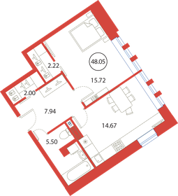 50,7 м², 2-комнатная квартира 8 600 000 ₽ - изображение 107