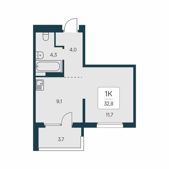 32,8 м², 1-комнатная квартира 4 200 000 ₽ - изображение 1