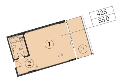 Квартира 55 м², 1-комнатные - изображение 1