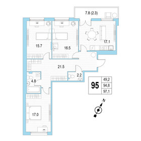 Квартира 97,1 м², 3-комнатная - изображение 1