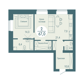 64 м², 2-комнатная квартира 12 400 000 ₽ - изображение 72