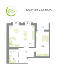 70,2 м², 2-комнатная квартира 4 777 500 ₽ - изображение 9