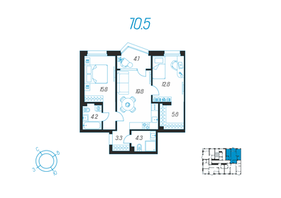 Квартира 70,5 м², 2-комнатная - изображение 1